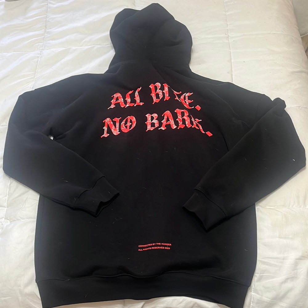 Let The Dog Eat Hoodie - All Bite No Bark- Men’s size M, red and black